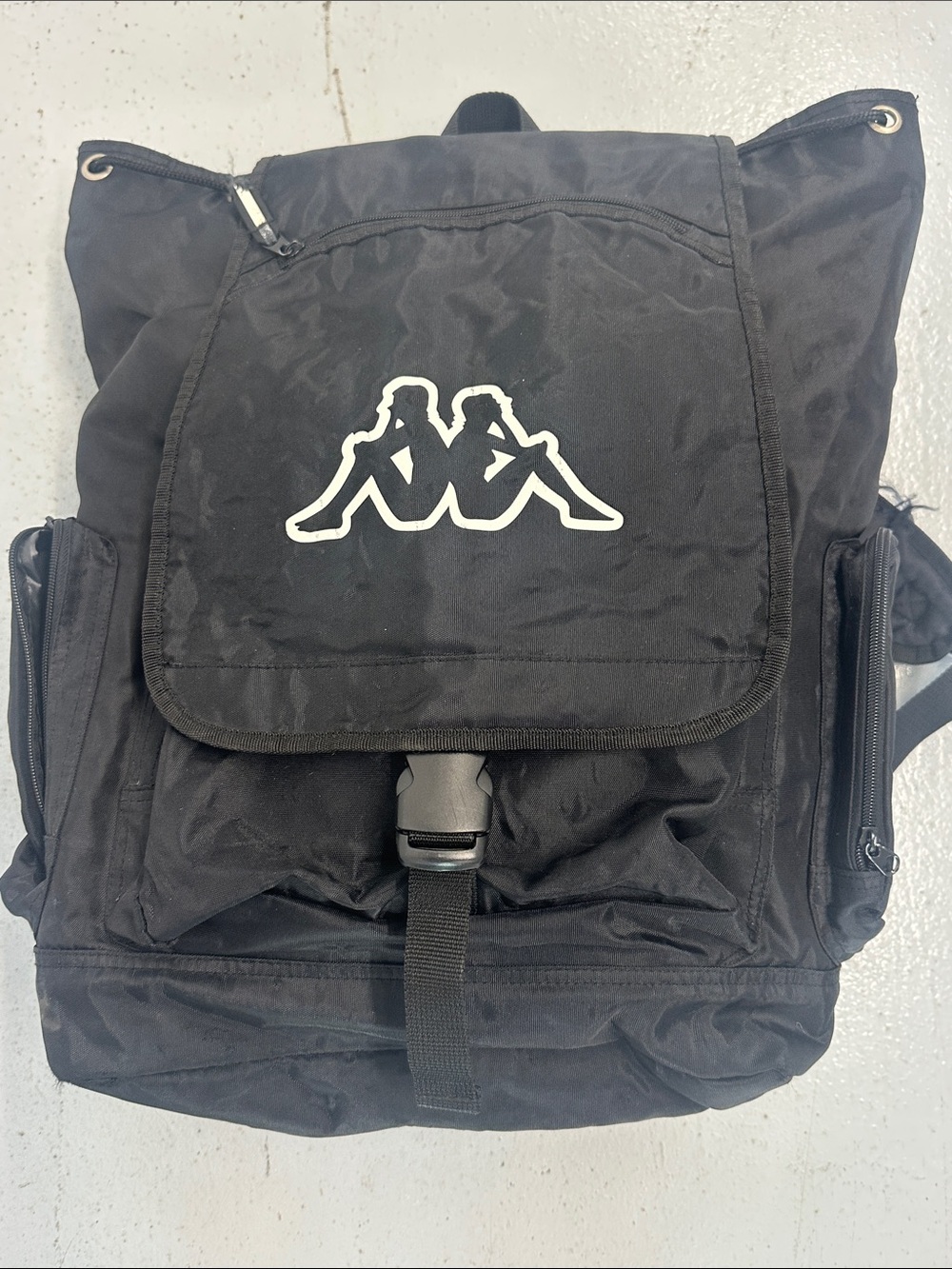 Kappa Black Backpack with White Logo Accent